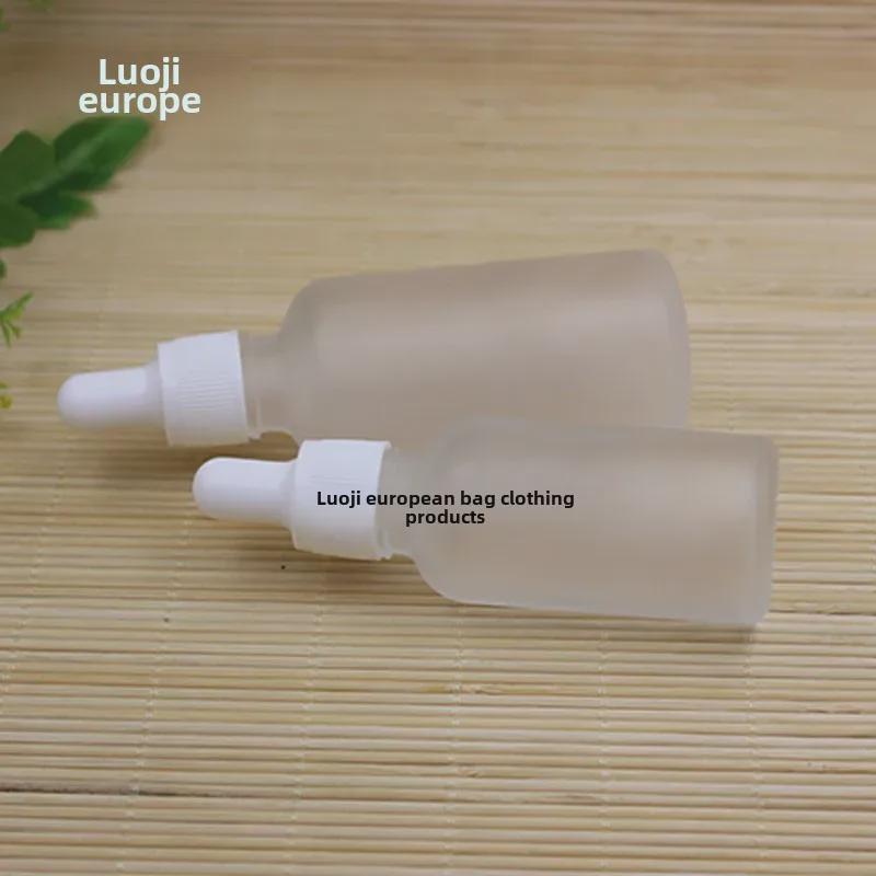 Frosted Glass Essential Oil Dropper Bottle with White Rubber Top