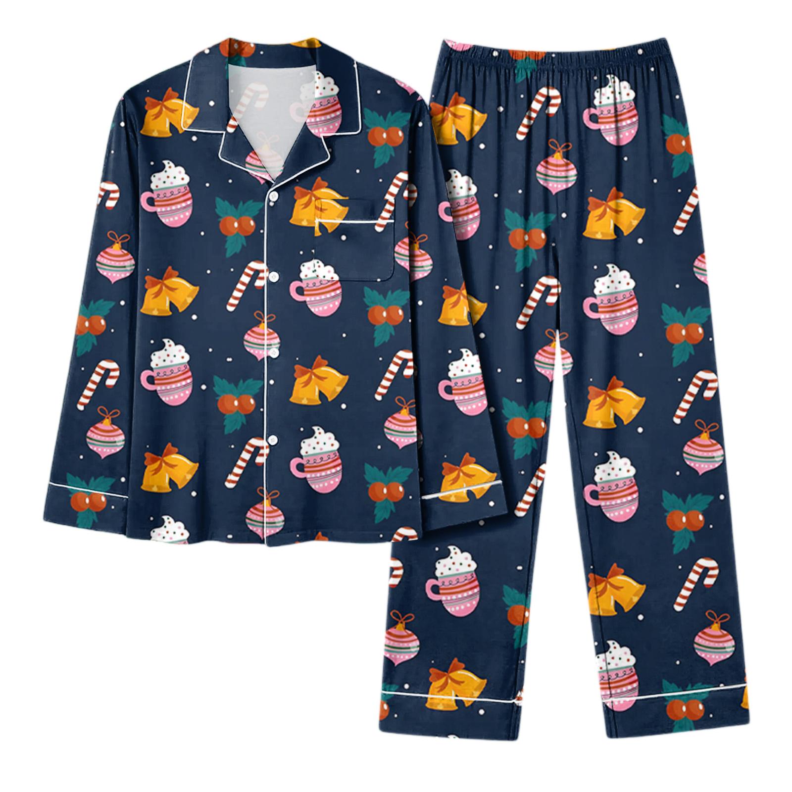 

Женский повседневный модный комплект для дома с длинным рукавом и брюками с рождественским принтом XXL