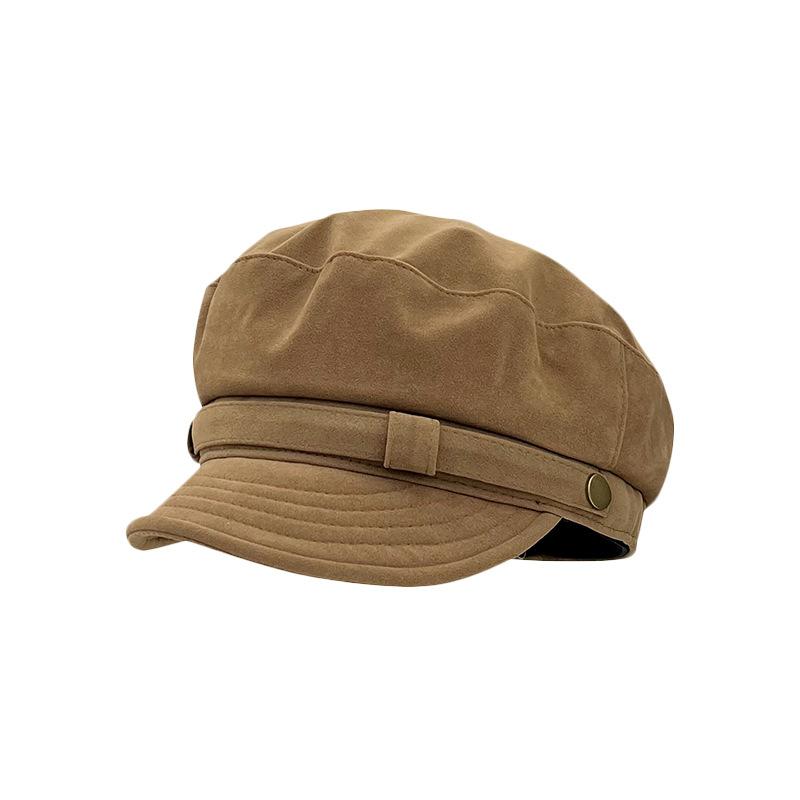 Japonský retro semišový baret dámský podzimní a zimní nový plochý malířský klobouk velký obvod hlavy zmenšující obličej malý námořnický klobouk