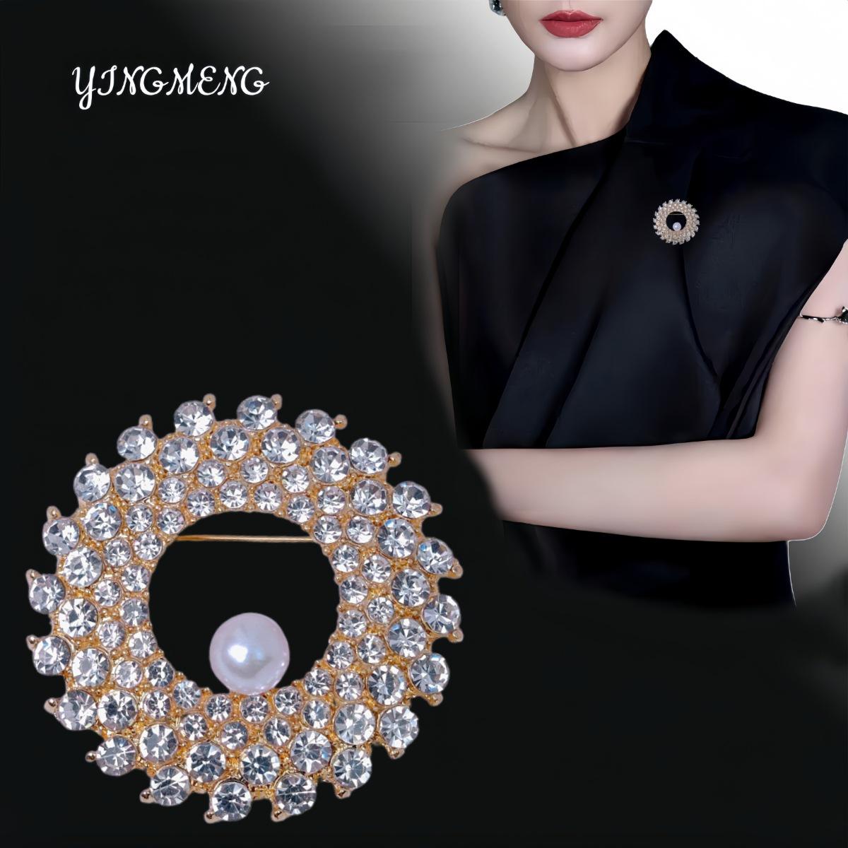 Сверкающая Брошь-Булавка в виде Венок из Жемчуга с Инкрустацией Алмазами – Аксессуар-Пряжка из Сплава против Раскрытия