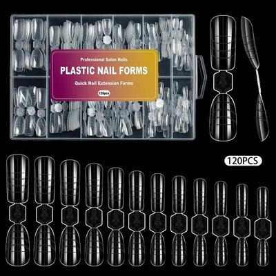 240 Pcs Double-Side Dual Forms Set For Poly Nail Gel Almond Coffin Acrylic Nail Forms Nail Extension Mold Kit For Diy Manicure