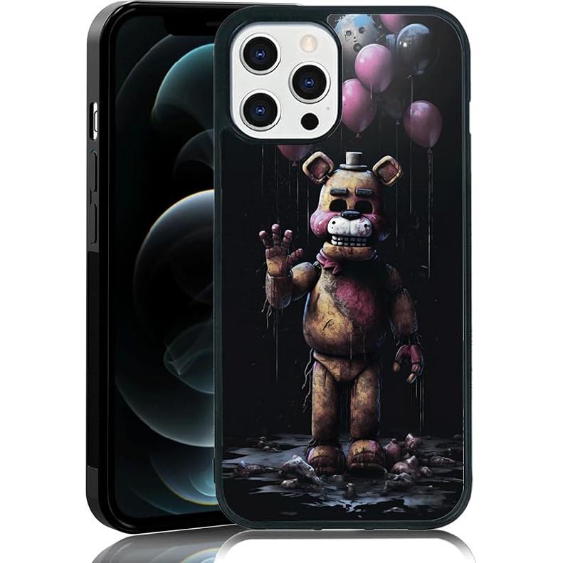 Black Cute FNAF Phone Case Fit for iPhone XR, TPU Shockproof Protective iPhone Case Horror Five Nights Video Game Phone Cover Gift for Boy Girl Men