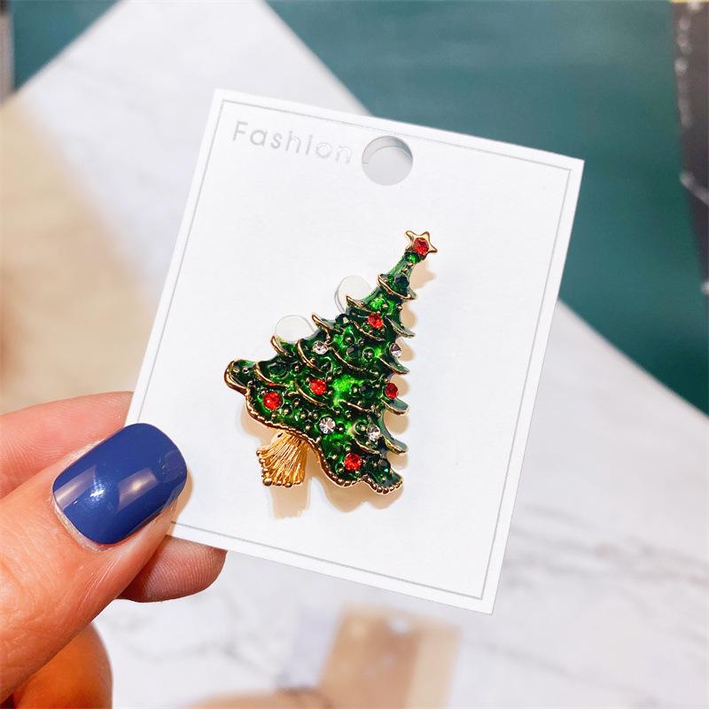 Yimu Alloy Christmas Brooch - Santa Claus & Tree Ornament Corsage