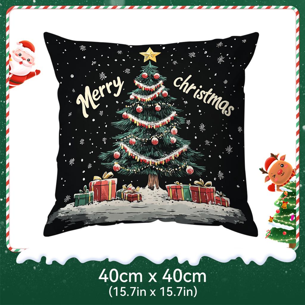 Santa Claus Elk Christmas Tree Pillowcase Bedroom Sofa Cushion Cover 100% Polyester Living Room Cushion Pillowcase Home Decor