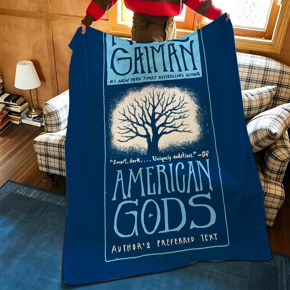 Novel A-American G-Gods Throw Flannel Cozy Print Blanket, Portable, Durable Machine Washable Cute Cool