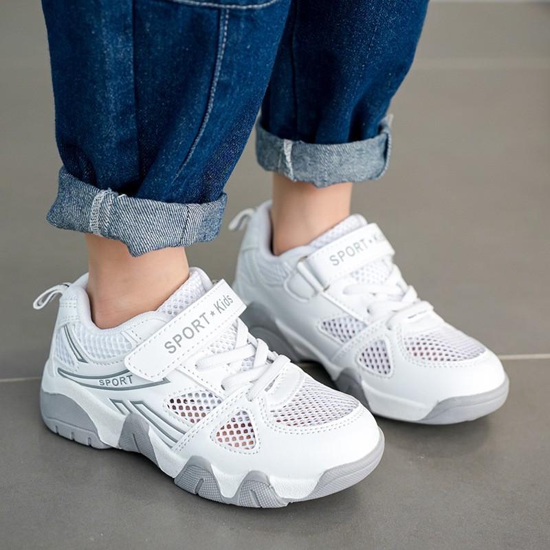 Kids Mesh Sneakers Breathable School White Shoes Boys Girls Size 28-40