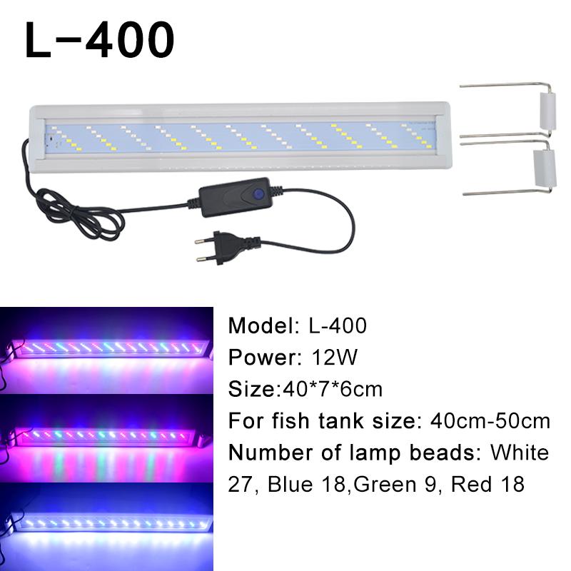Super Jasná Lampa LED Světlo pro Akvárium pro Růst Vodních Rostlin Akvarijní Nádrž Rozšiřitelný Klip RGB Vodotěsná Lampa 220-240V 20~70CM