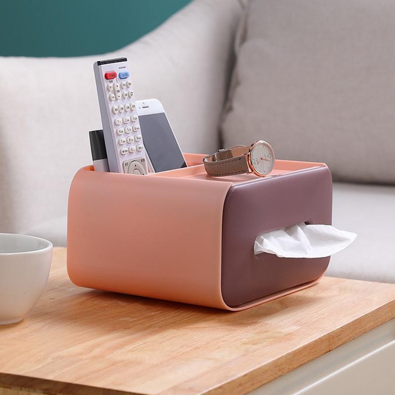 Creative Plastic Multifunctional Tissue Box Remote Control Storage Tissue Box Dust-proof Tissue Cani