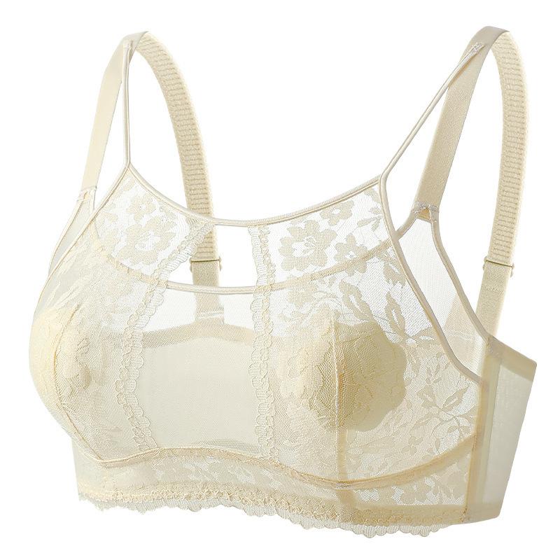 

Тонкий и сексуальный бюстгальтер Женское сетчатое нижнее белье Женская ретракция груди Предотвращающий провисание Сексуальный кружевной бюстгальтер Пуш-ап 44/100C бежевый