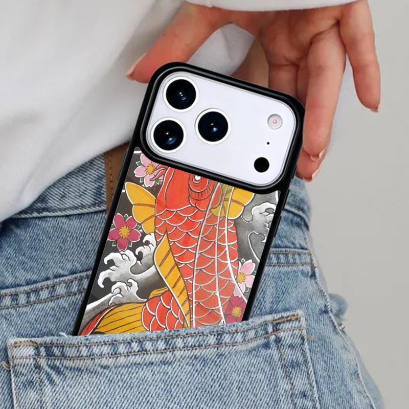 Japanese Koi Fish Phone Case for iPhone 16e 15 14 13 12 17 Pro Max Plus Air 17pro Cover Coque