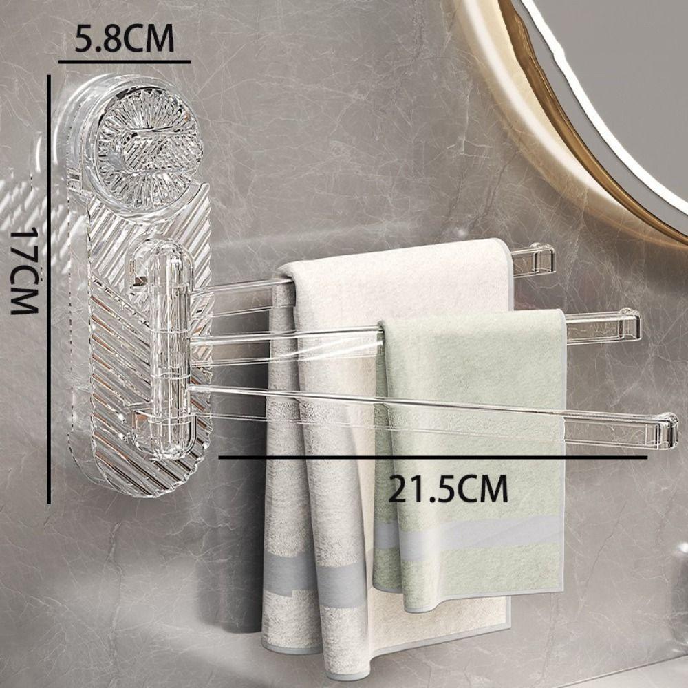 Wall-mounted Suction Cup Towel Rack 180°Rotating Clothes Hanger Bathroom Towel Pole for Kitchen