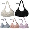 Women Fashion Shoulder Bag Lightweigt Pleated Yoga Bag Large Capacity Ruched Travel Bag Solid Color Canvas Shoulder Purse