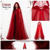 Halloween Long Hooded Net Cape for Women, Cosplay Costume Cloak, Dark Cloak