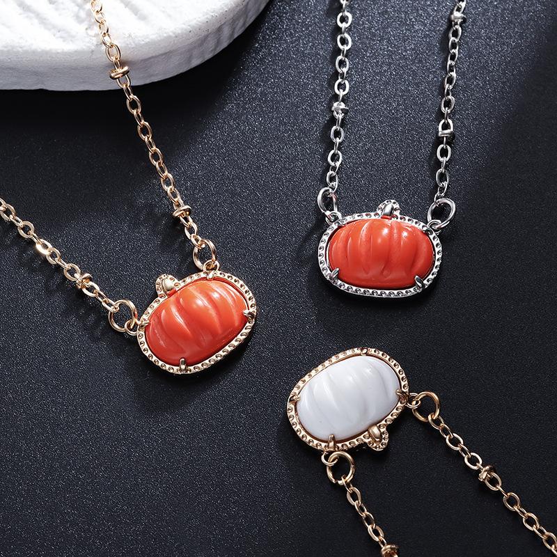 Pure Copper Electroplated Pumpkin Pendant Fashion Personality Trend Necklace Sweater Chain Jewelry