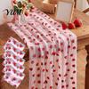 Elegant Event Table Liners Sheer Tulle Runner, Strawberry Cherry Lemon Pattern, Summer Seasonal Fruit Runner Overlay, for Birthday Party Wedding Decor