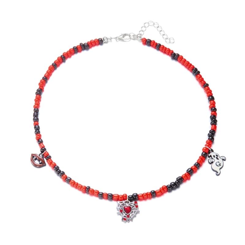 

Specters Spiders Charm Necklace Metallics Bead Chain Accessory for Halloweens Costume Parties and Festive Occasions