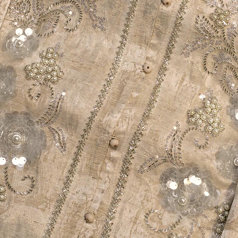 Women's Linen Blend Sequin Embellished Long Sleeve Jacket