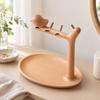 Countertop Accessory Holder SpaceSaving Beech Wood Desktop Organizer with Metal Pegs for Bedroom