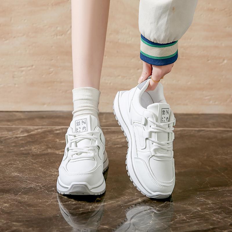 Women's Fashion Flat Shoes Spring New Round Head Deep Mouth Front Lacing Soft Sole Anti-slip Wear-resistant Sports Shoes