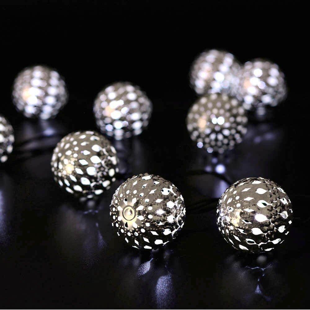 Solar-Powered LED Garden Lights, Moroccan Style, 20 Balls, Automatic OnOff with Built-in Light Sensor for Indoor and Outdoor Use, Perfect for