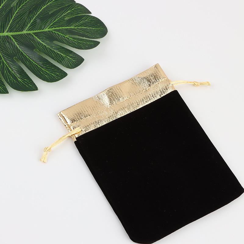 Velvet Drawstring Pouch with Gold Trim - Custom Jewelry Gift Bag