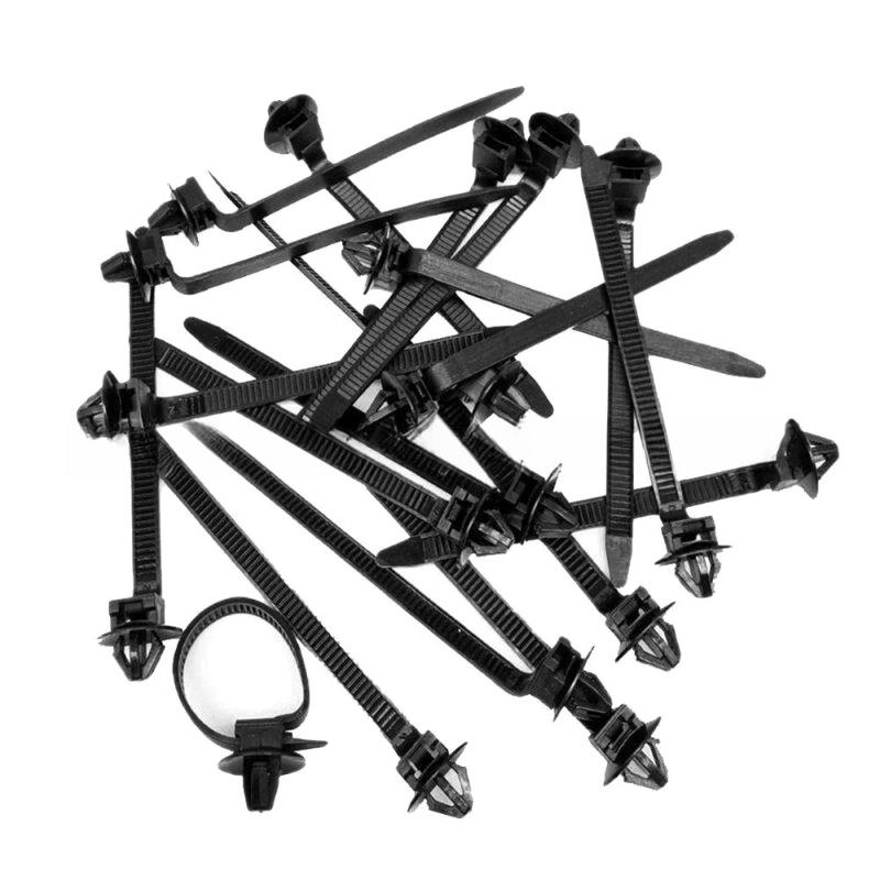 11/111PCS Car Nylon Black Cable Ties Push Mount Wire Harness Fastener Cable Clamp Clips Ties Management Car Wire Organizers