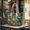 Abstract Geometric Print Tote Bag Fashion All-match Casual Daily Shoulder Bag for Women Shopping Portable Handbag