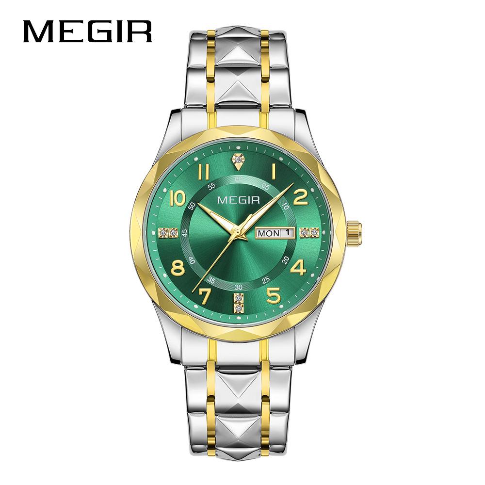 Megir Men Watches Waterproof Stainless Steel Date Watch Man Waterproof Quartz Luminous Wristwatch Relogio Masculino