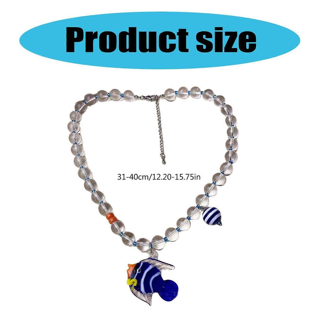 Elegant Blue Fish Pendant Necklace Adjustable Chain Necklace Glass Charm Necklace Fashion Accessory Present for Women
