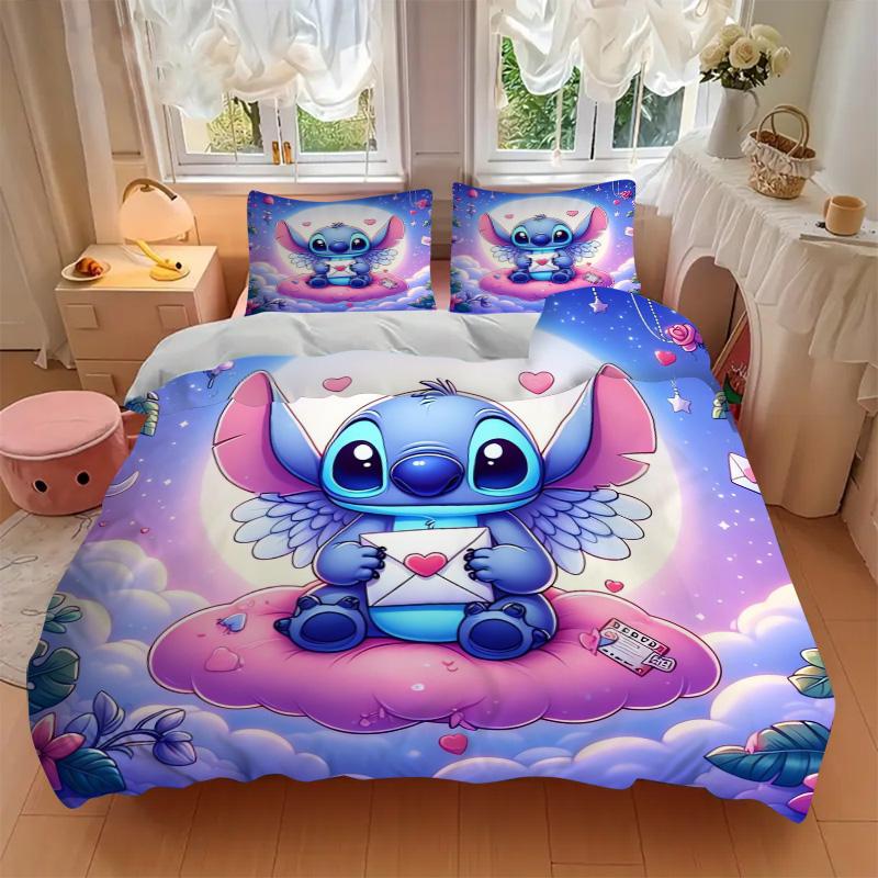 Stitch'S Envelope Adventure Print 3Pcs Bedding Setduvet Cover With 2 Bedropillowcase Home Birthday Gift