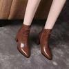 New Thick Heel Pointed Middle Heel Short Boots Winter Boots Single Boots Velvet Warm Boots Large Size