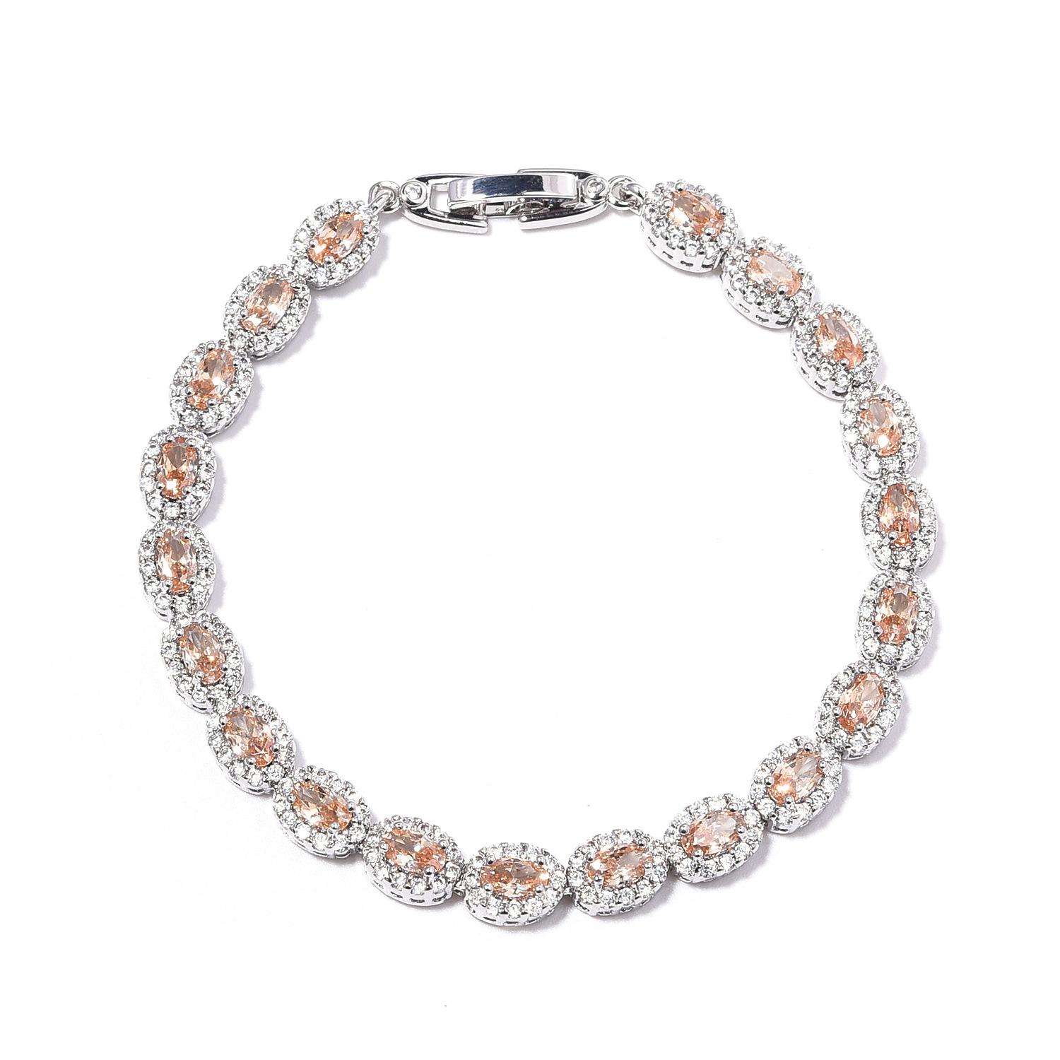 

Oval Zircon Bracelet Jewelry Women S Autumn Niche Simple Women S Bracelet High-End Jewelry Accessories Length 18.5 cm шампанського