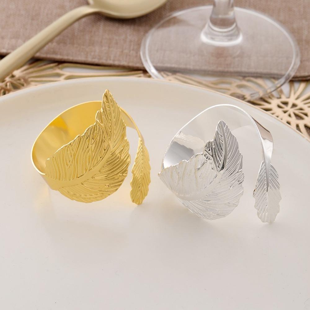 6PCS Leaf Napkin Ring Metal Napkin Ring Holder High-end Towel Ring Restaurant
