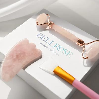 Rose Quartz Set (Face Roller + Guasha + Pack Brush)