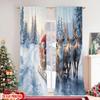 2pcs 2D flat printing Christmas Curtains Santa Claus_ sleigh and reindeer Digital Printed Polyester Drapes Festive Curtains for