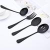 Silver 4Pcs Stainless Steel Cutlery Set Serving Utensils Buffet Catering Dinnerware Set Serving Colander Spoon Fork Flatware Set