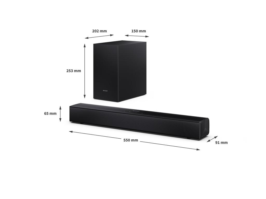 Sharp HT-SBW121 Compact 2.1 Soundbar with Wireless Subwoofer | Sharp