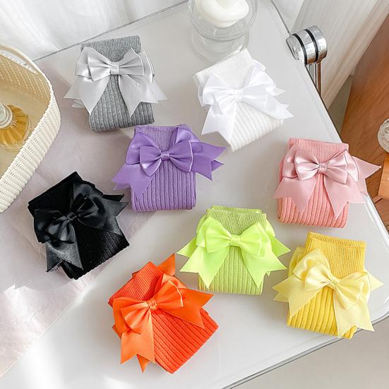 1 Pair Kids Bow Knee High Cotton Socks Cotton Long Socks Adorable Breathable Mid-Calf