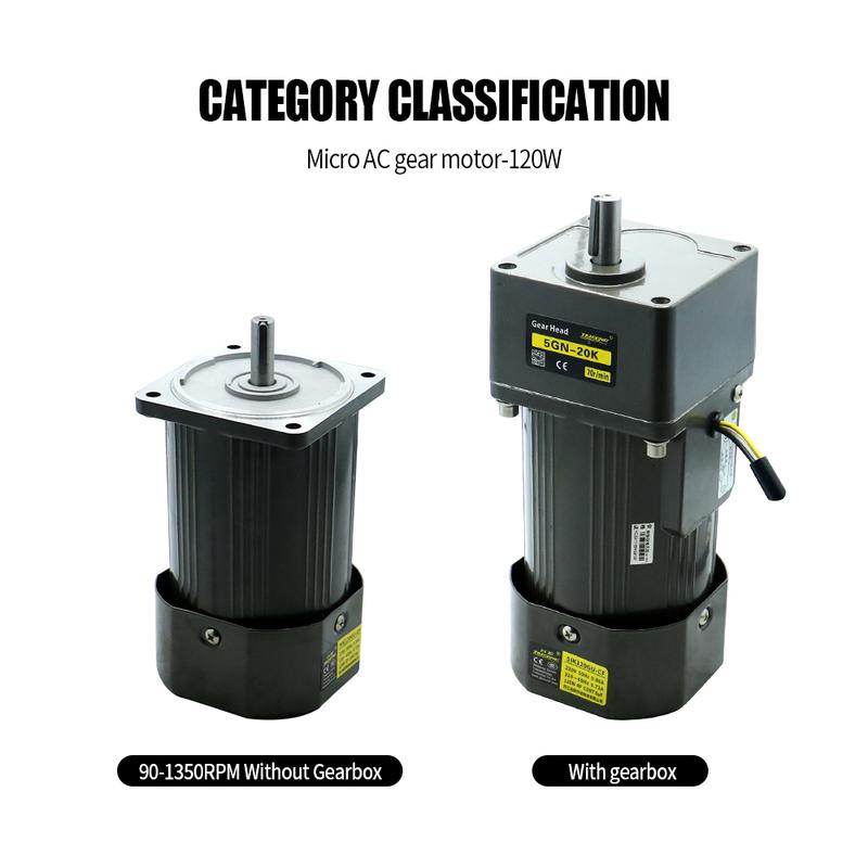 120W Micro AC Motor 110v 220v Single Phase Asynchronous Motor Gear Motor 15mm Motor Shaft+ Speed Controller 5RPM-1350RPM 50/60hz