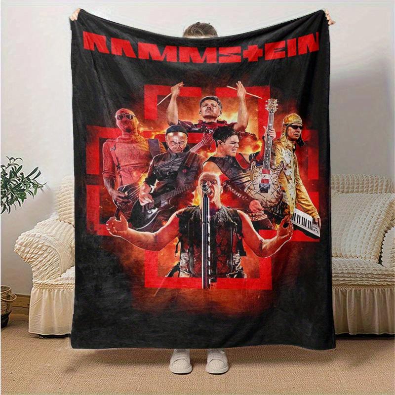 

1pc Rammstein Band Home Decor Flannel Blanket: Perfect Gift for Bedroom, Living Room, Travel, Camping, Car, Beach, Office Nap, Ideal Sofa Throw, Outdo 130x150cm