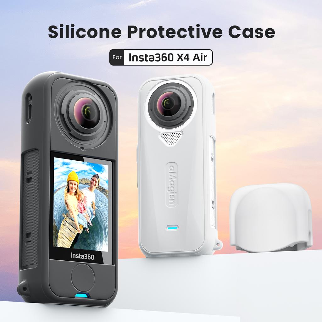 AMAGISN For Insta360 X4 Air Silicone Protective Case Shockproof Camera Body Cover with Lens Cap