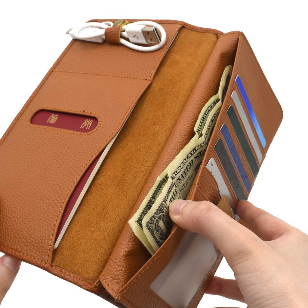 PLATA Cowhide Multifunctional Passport Case with Medical Card SIM Card and Cable Value Pack of 3 20 Card Separate Storage for Japanese and