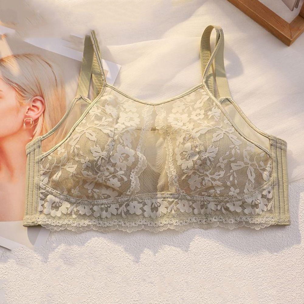 Anti-sagging Wireless Deep V Bra Shockproof Lace Thin Bra Fashion Underwear for Women  Girls
