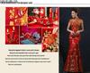 Robe de Toast de Mariée 2022: Robe de Mariée Cheongsam Rouge Rétro Coupe Ajustée Sirène