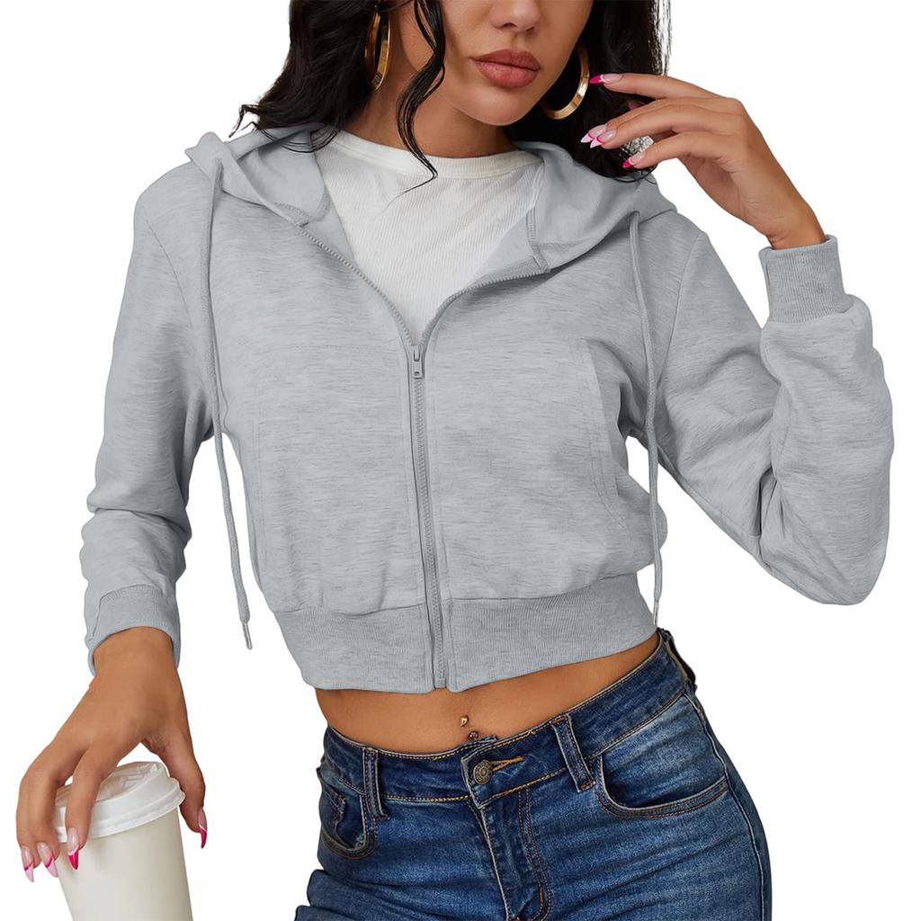 Hanorac scurt sportiv și elegant pentru femei cu fermoar
