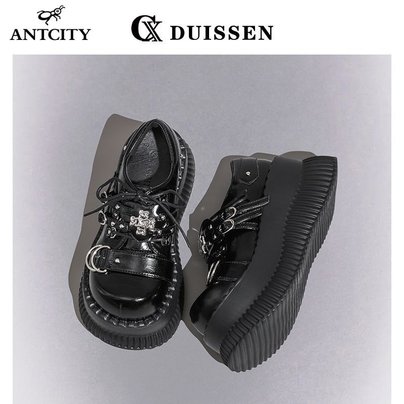 

2025 Новые Y2g Толстая подошва Милые Крутые Горячие Девушки Панк Азиатская Культура Маффин Большая Голова Туфли-лодочки Женские 39 чёрный