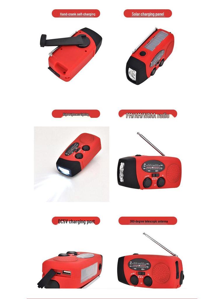 Hand-Crank Solar-Powered LED Light & Emergency Radio with Mobile Power Bank