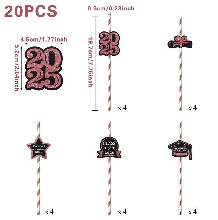 

10pcs Graduation Party Disposable Paper Straws Bar Party Supplies 2025 Congrats Grad School Home Drinking Straws Party Decor
