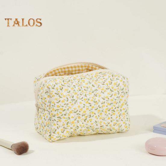 Cosmetic Bag Flower Print Zipper Closure Makeup Brush Storage Bag Reusable Makeup Organizer Toiletries And Beauty Tools Pouch