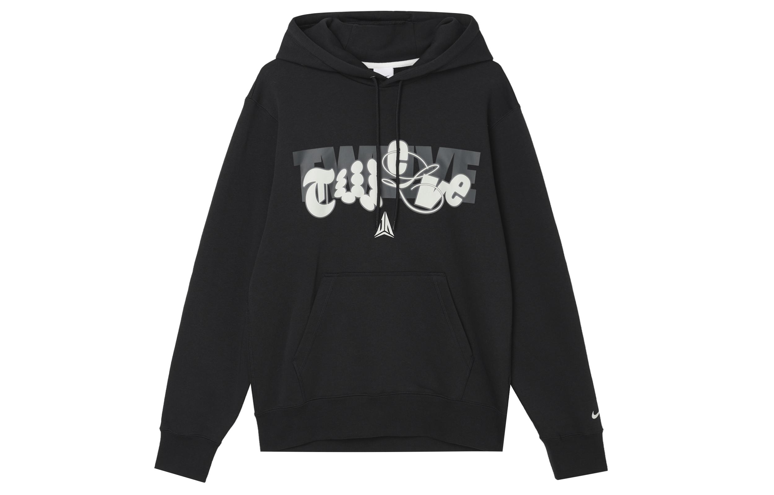 Nike Club Letter Print Fleece Lined Hooded Fashion Sweatshirt Men s Black FZ1039-010 L